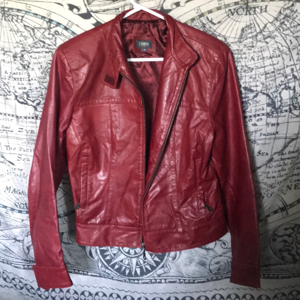 VINTAGE. Genuine leather jacket. Red
